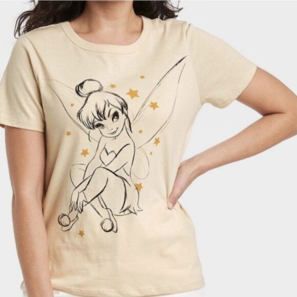 Disney Women's Tinkerbell Beige Tee - Picture 1 of 3